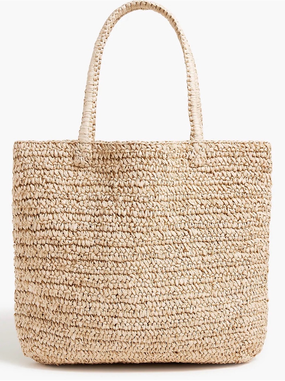 J.Crew Paper Raffia Woven Tote Bag Natural Beige Large Beach Shopper